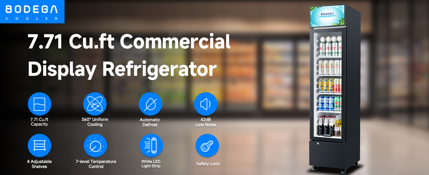 Commercial display refrigerator glass door Commercial merchandiser Refrigerator