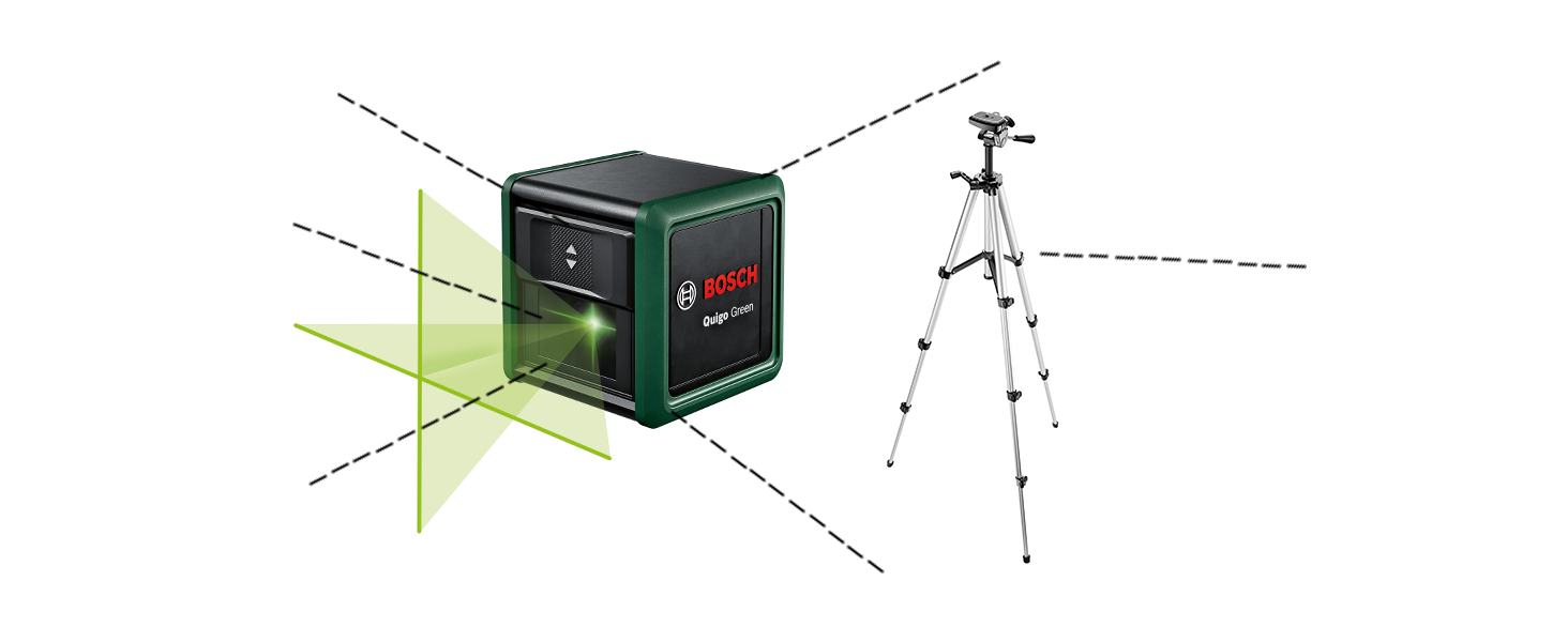 Bosch cross line laser Quigo Green with tripod (green laser for better