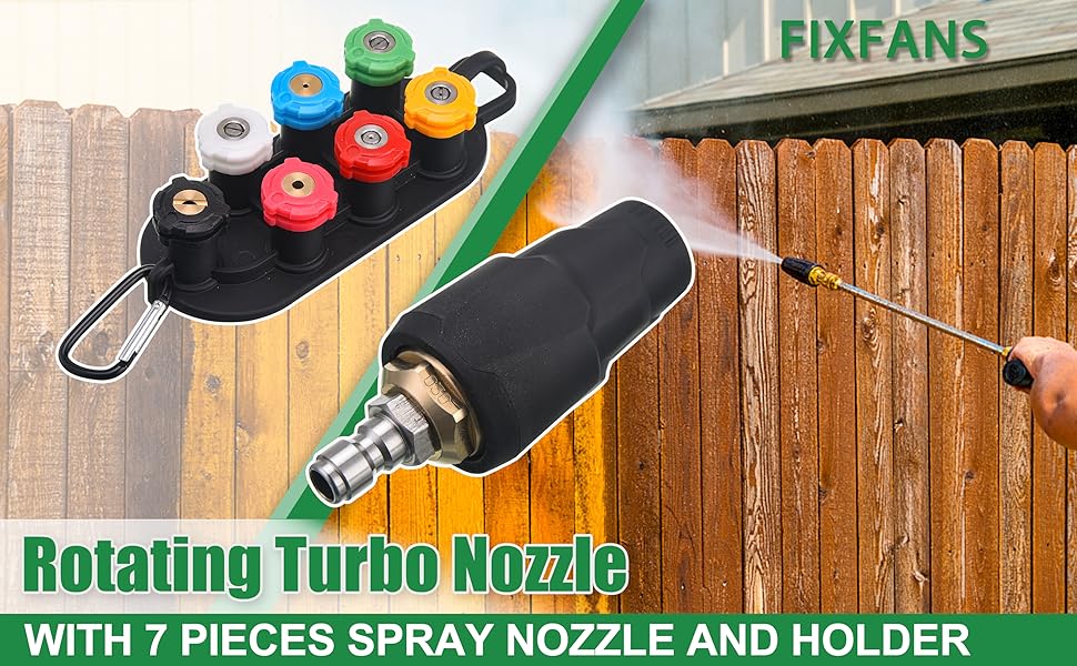 FIXFANS Pressure Washer Turbo Nozzle, 3600 PSI Rotating Power Washer