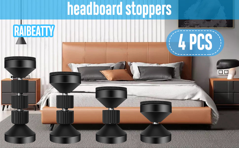 4PCS Adjustable Threaded Headboard Stoppers,Bed Frame Anti