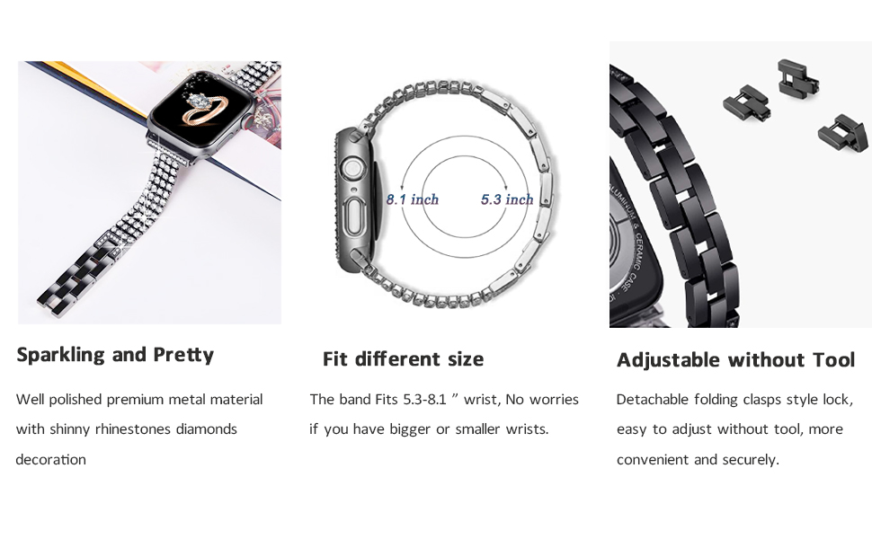 NINKI Compatible Bling Diamond Apple Watch Band for Women