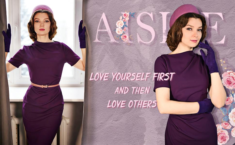 purple pencil office baby blue black dresses