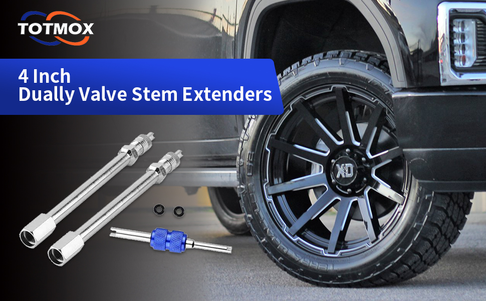 4 Inch Dually Valve Stem Extenders, 2Pcs 100mm Straight