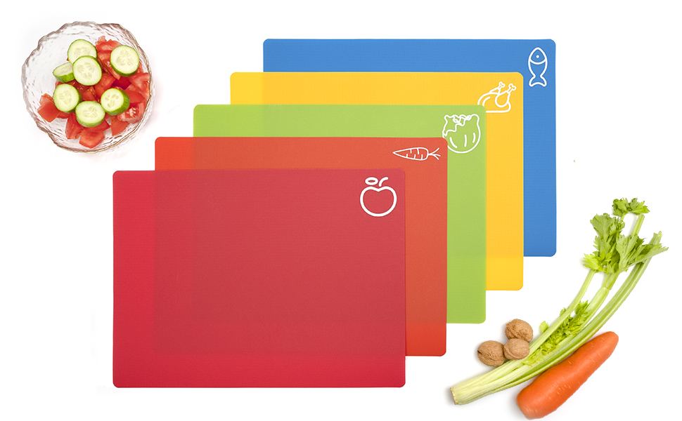 10 Pieces Flexible Cutting Boards, BPA Free Plastic Cutting
