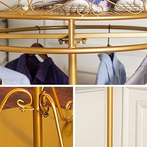 Amazon｜回転ハンガーラック 円形金属衣類ラック 多機能メタル服