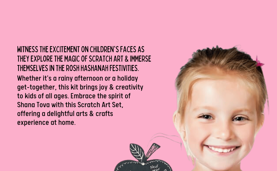 Rosh Hashanah Scratch Art Set of 24 Perfect Jewish New Year Gift for Kids Shana
