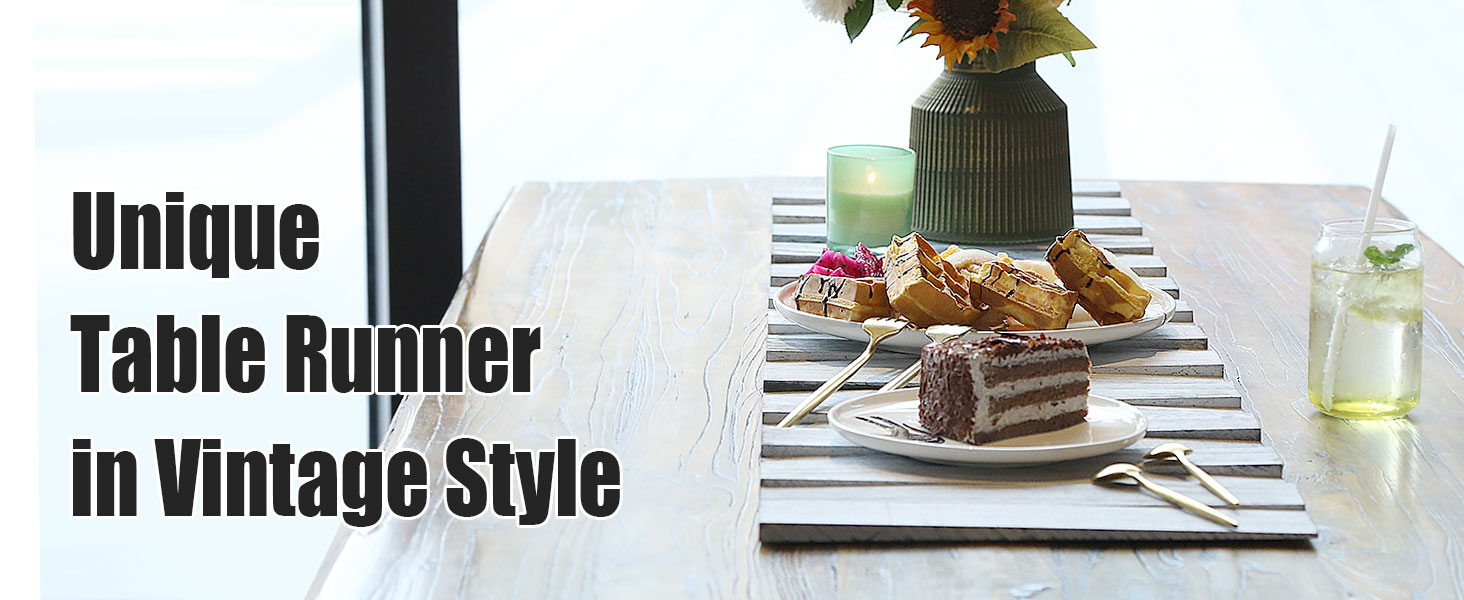 CuffUp Farmhouse Table Runners, Wooden Table Runner 25 x 12