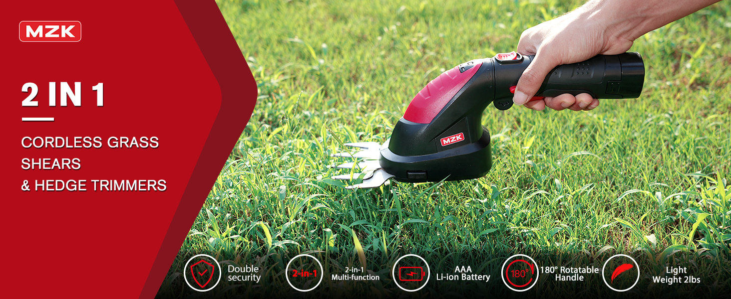 MZK 7.2V Cordless Grass Shear & Hedge Trimmer 2in1