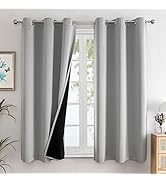 ChrisDowa 100% Blackout Curtains for Bedroom with Black Liner, 2 Thick Layers Total Blackout Ther...