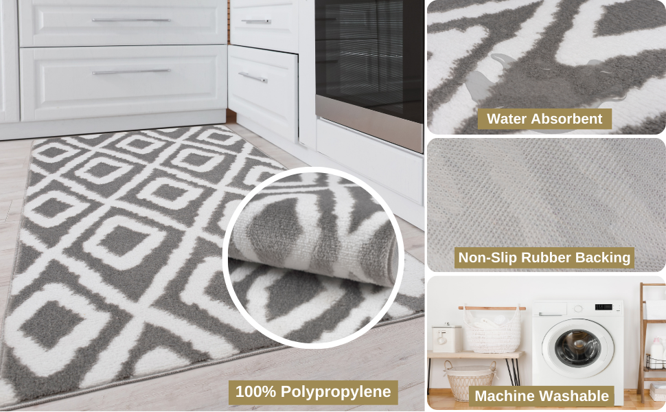 The Sofia Rugs Kitchen Rug Set [2 PCS] Absorbent, NonSlip