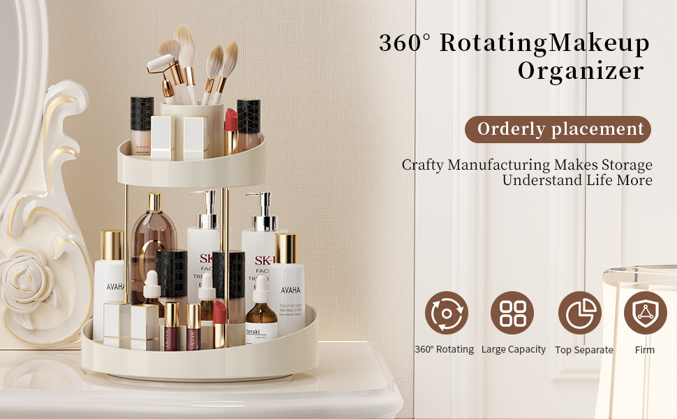 hxbigjin 360° Rotating Makeup Organizer for Vanity，Lazy