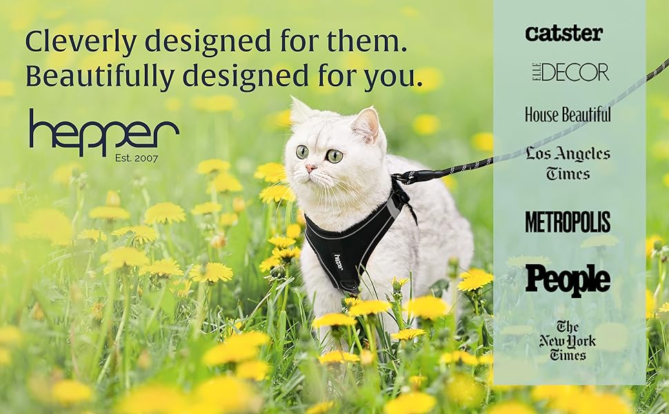 Hepper Cat Harness and Leash Escape Proof Set Black