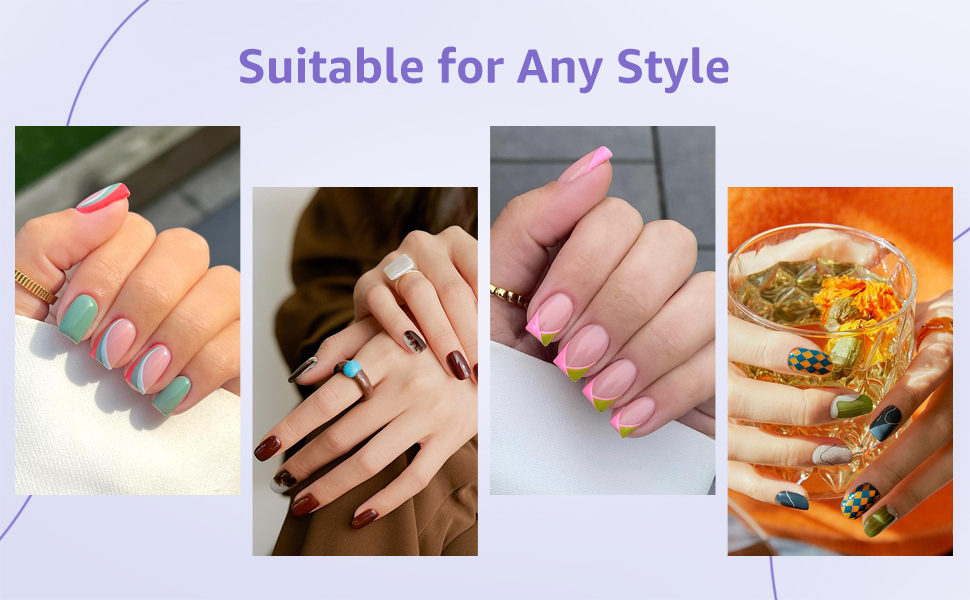 LIONVISON Short Square Nail Tips, 240pcs Half Matte Nail