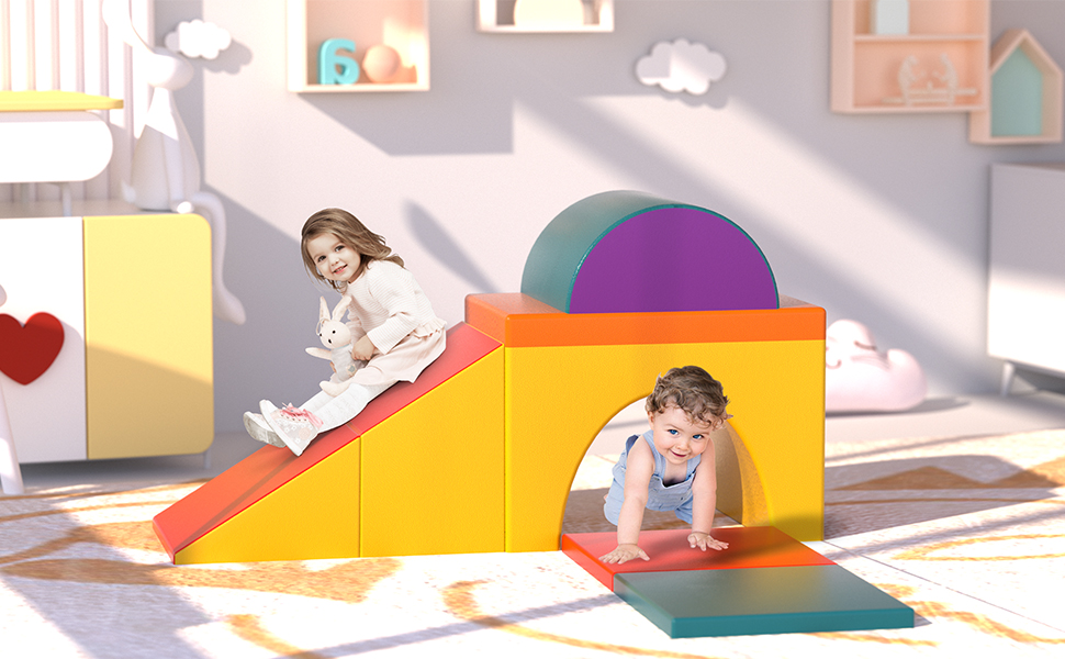 XJD SingleTunnel Climb and Crawl Activity Playset, 5 Piece