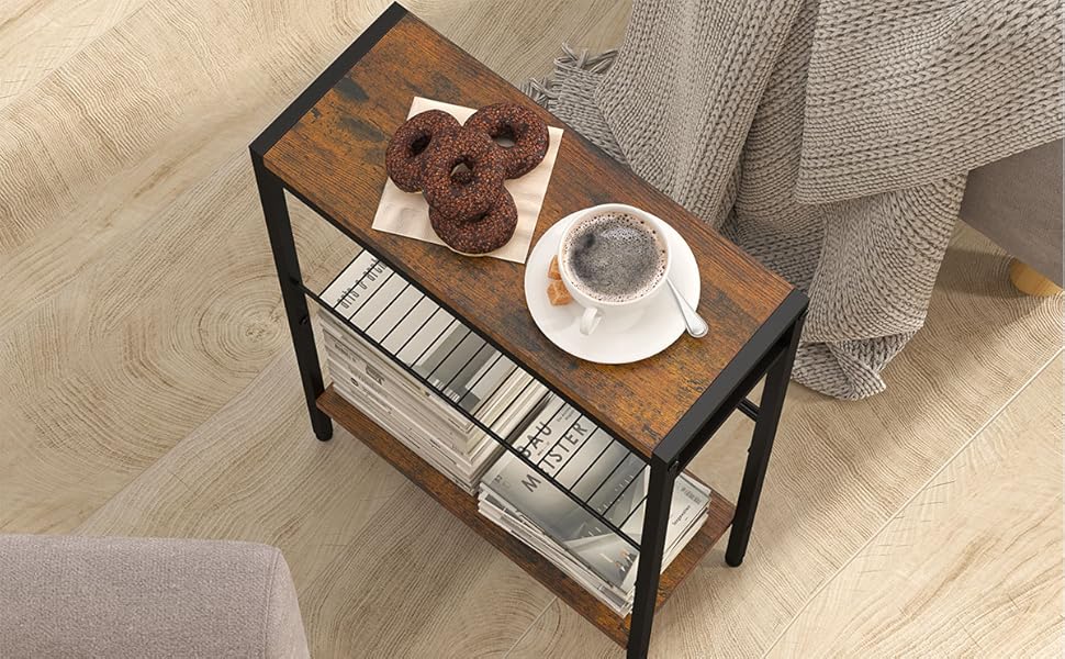 Yusong Small Narrow Side Table for Small Spaces, Slim End Table