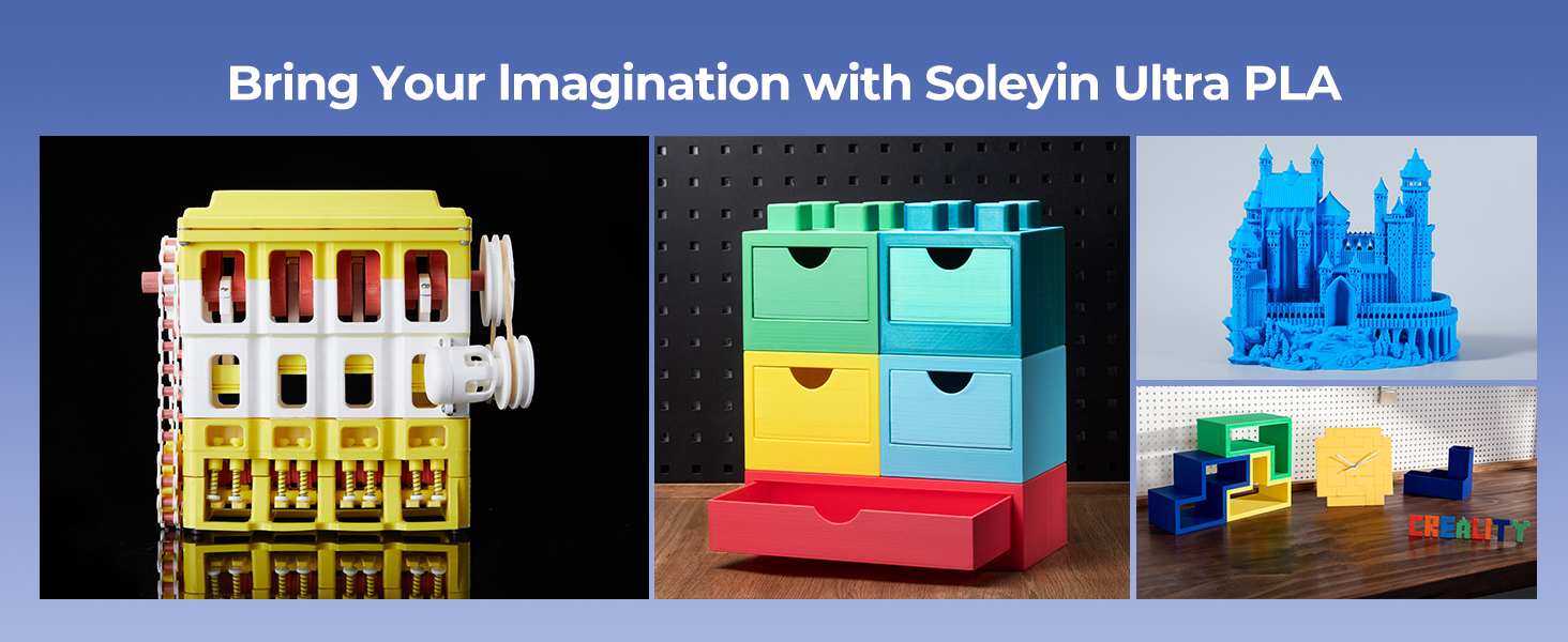 3D Printer Filament, Neatly Wound PLA Filament 1.75mm 1kg Spool (2.2lbs), High-Speed Printing, Dimensional Accuracy ±0.02mm, Strong Toughness & No Warping, Fit Most FDM 3D Printers,Yellow 21 Bring Your Imagination with Soleyin Ultra PLA