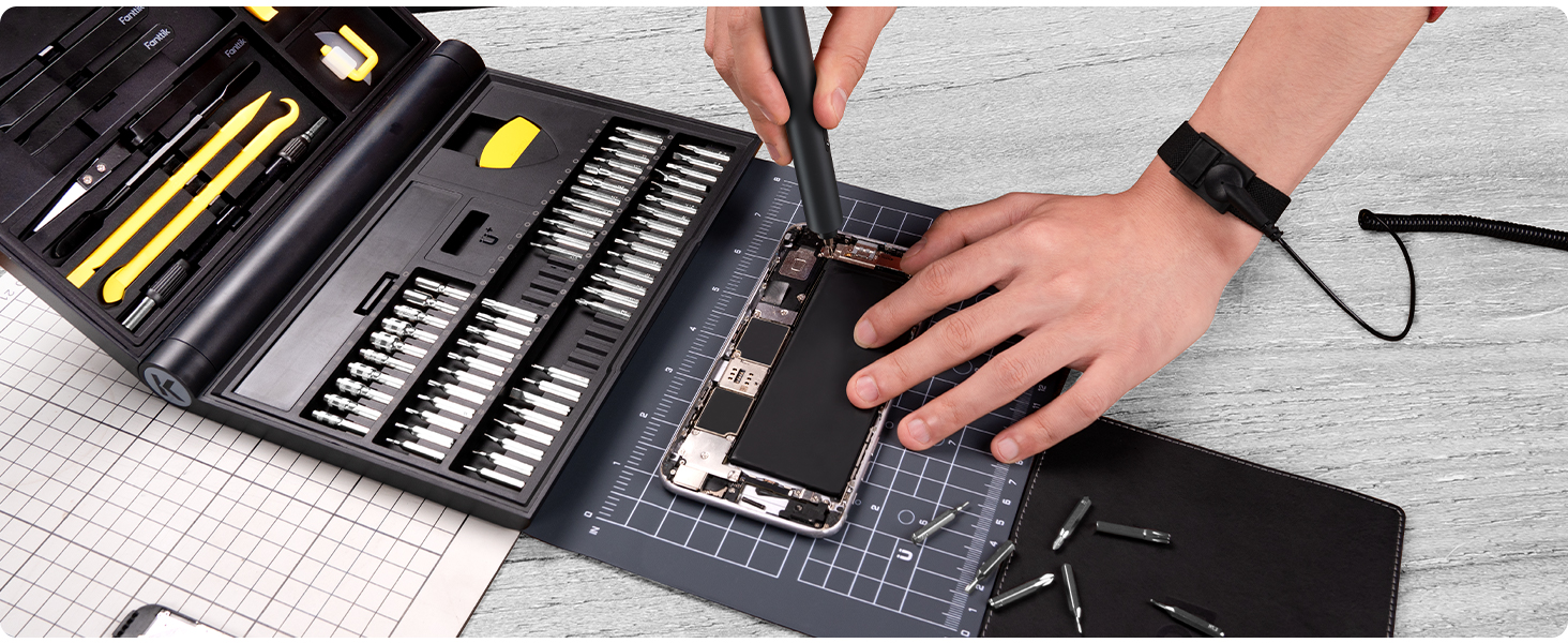 Fanttik E1 NEX Workstation 精密電動ドライバーキット 64磁気ビット 12種類ツール 三つトルク設定 携帯電話 ノートパソコン カメラ 時計用修理ツールキット