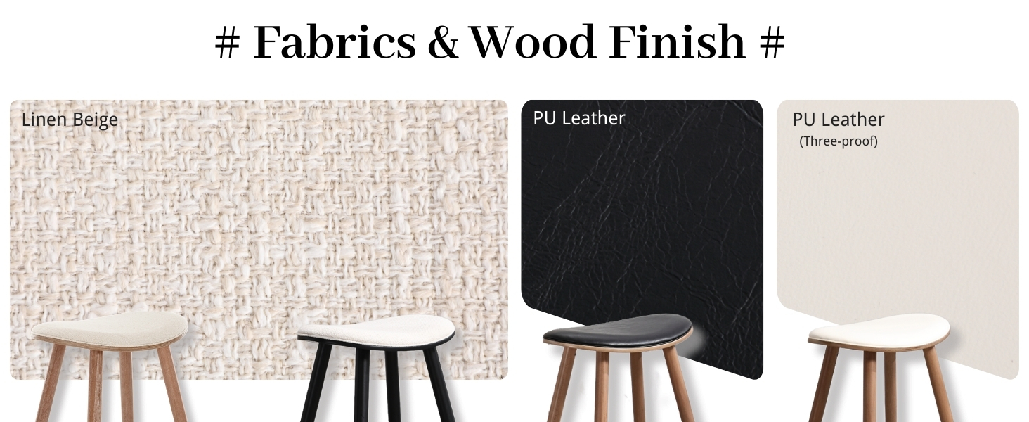 HEAHYO Backless Counter Stools Set of 4, Linen Fabric