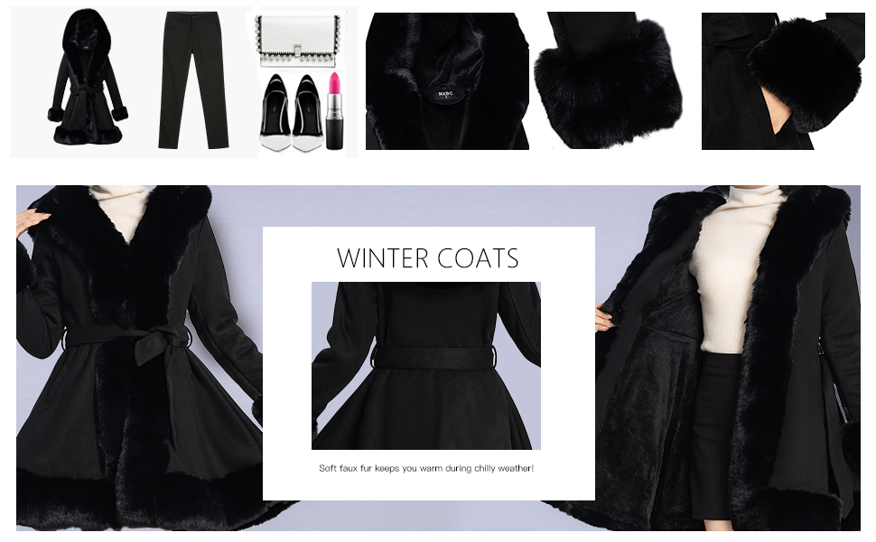 NXBC Winter Faux Fur Coats for Women,Faux Fur Leather Jacket