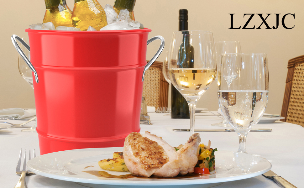 4 L Red Ice Bucket,Ice Buckets For Parties,Insulated Ice