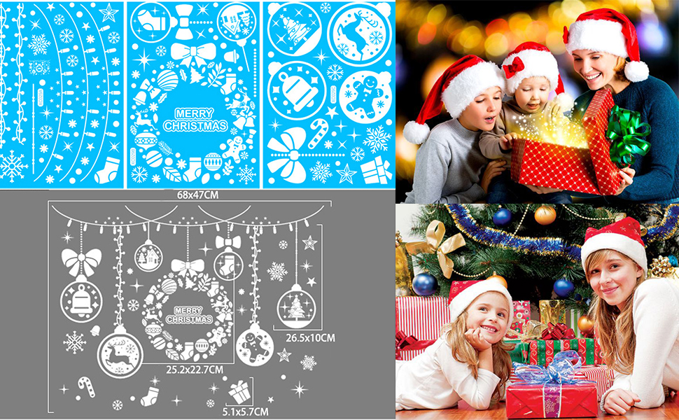 ANPTER Fensterbilder Weihnachten Selbstklebend Fenstersticker Fensteraufkleber Window Sticker