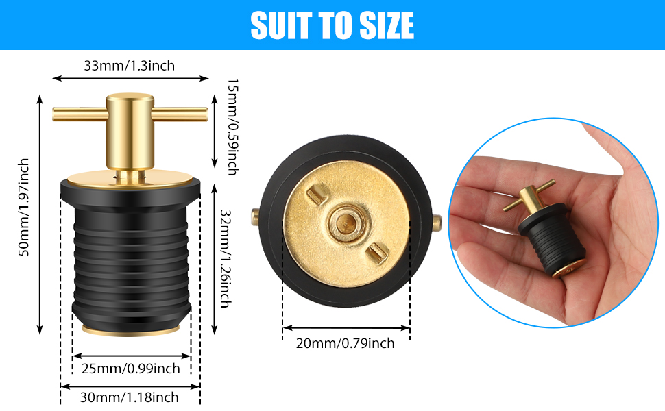 4 PCS Brass THandle Drain Plug, Marine Boat Drain for 1