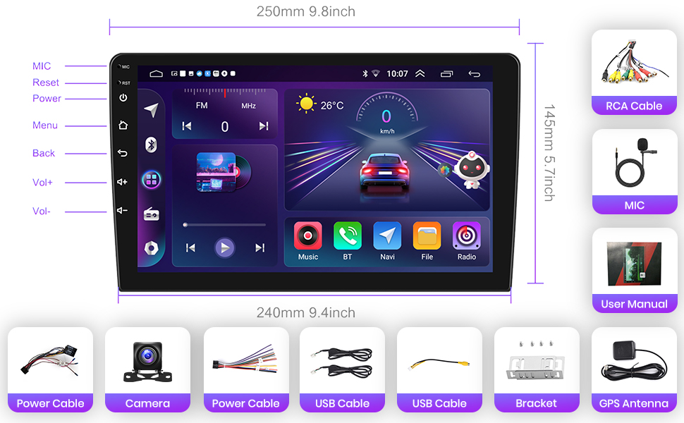 Android 13 2GB+32GB, GPS Navi, Wifi