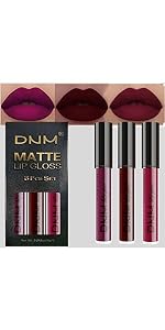 evpct 3Pcs Dark Red Plum Purple Matte 24-hour Liquid Lipstick