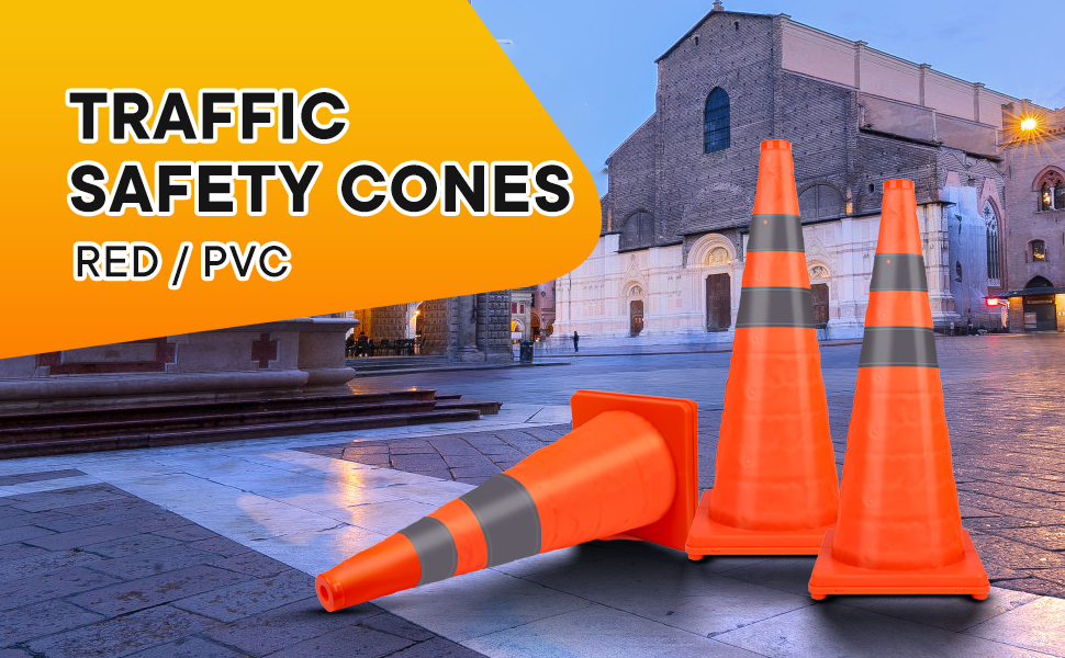 [4 Pack] 28 inch Collapsible Traffic Cones, Orange Safety