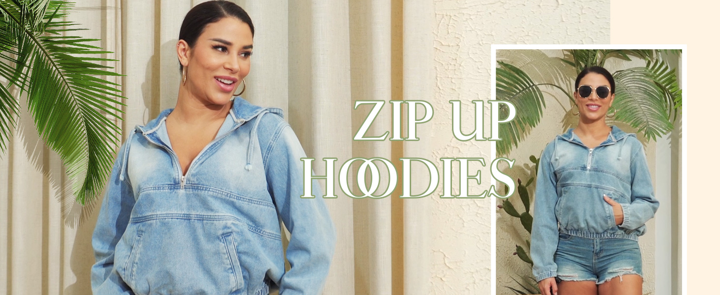 Denim Hoodie Jacket Women