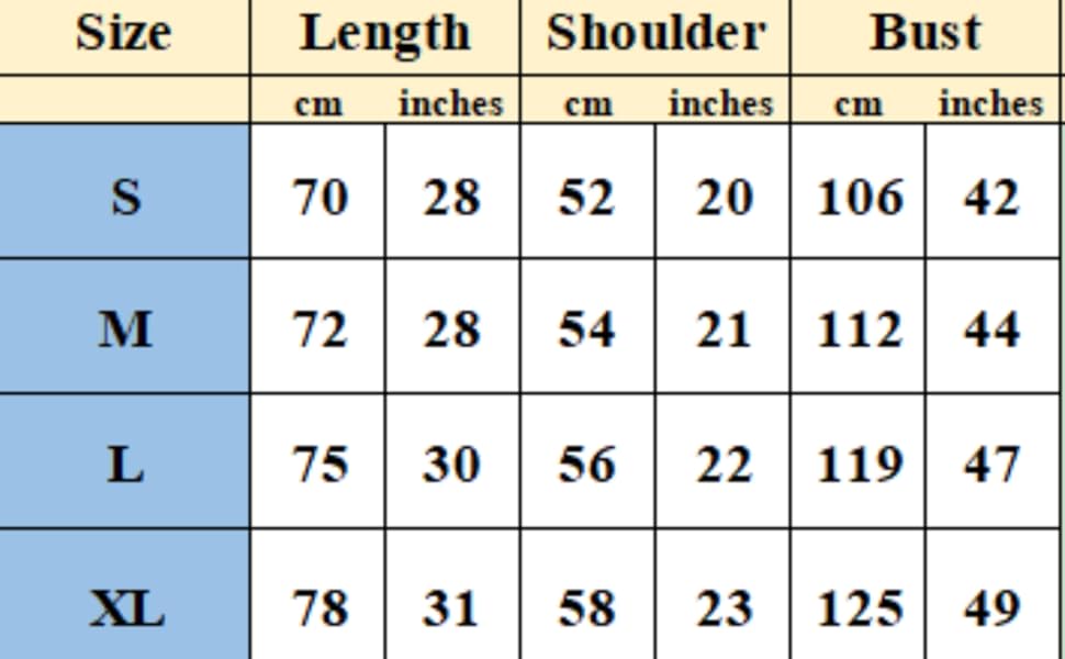 size chart