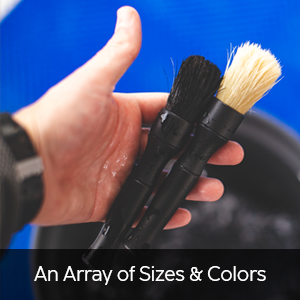 Detail Factory brushes come in multiple sizes and colors