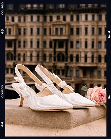 womens kitten bow heels pointed toe dress slingback dress shoes