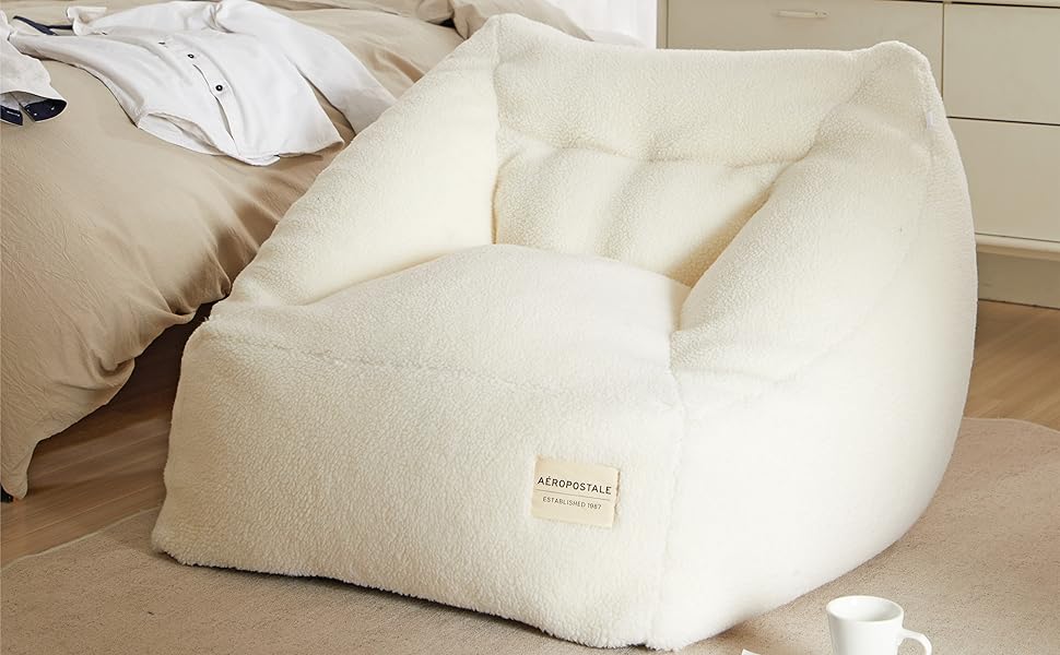 Aeropostale Cozy Sherpa Bean Bag Sofa Chair for Kids, Teens