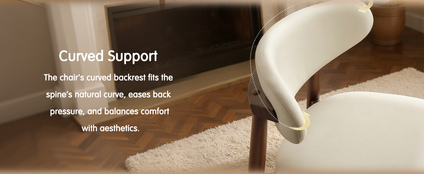 Dining chairs with curved backrest