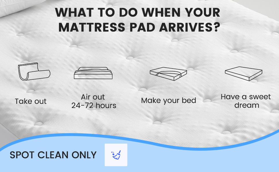QUIETSEA Reversible Queen Mattress Pad Memory Foam, Bamboo