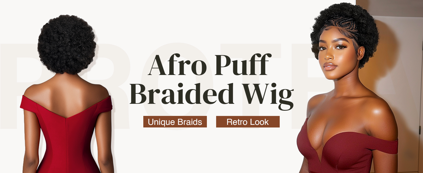 11712 Afro Puff Braided Wig
