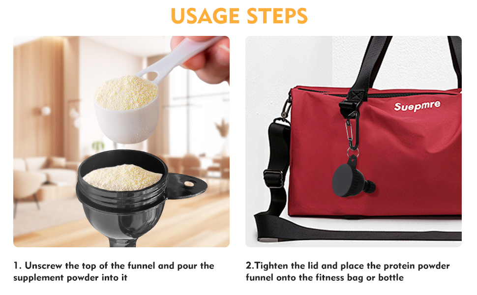 2 Pack Protein Powder Funnel, Portable Protein Powder