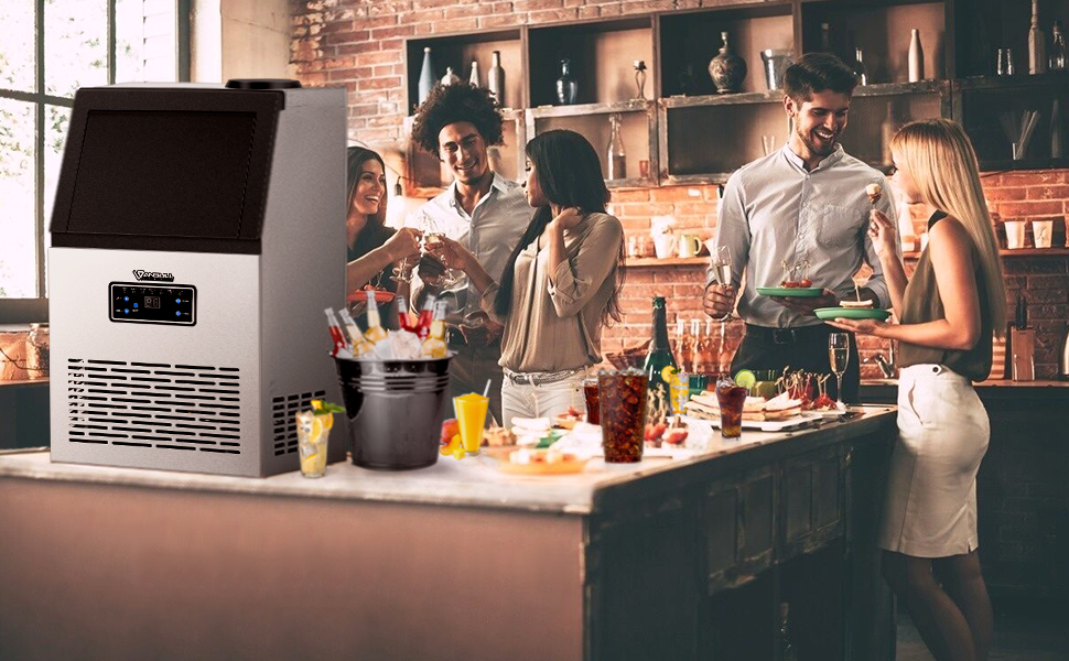 ANBULL 132LBS/24H Commercial Ice Maker Machine with Ice