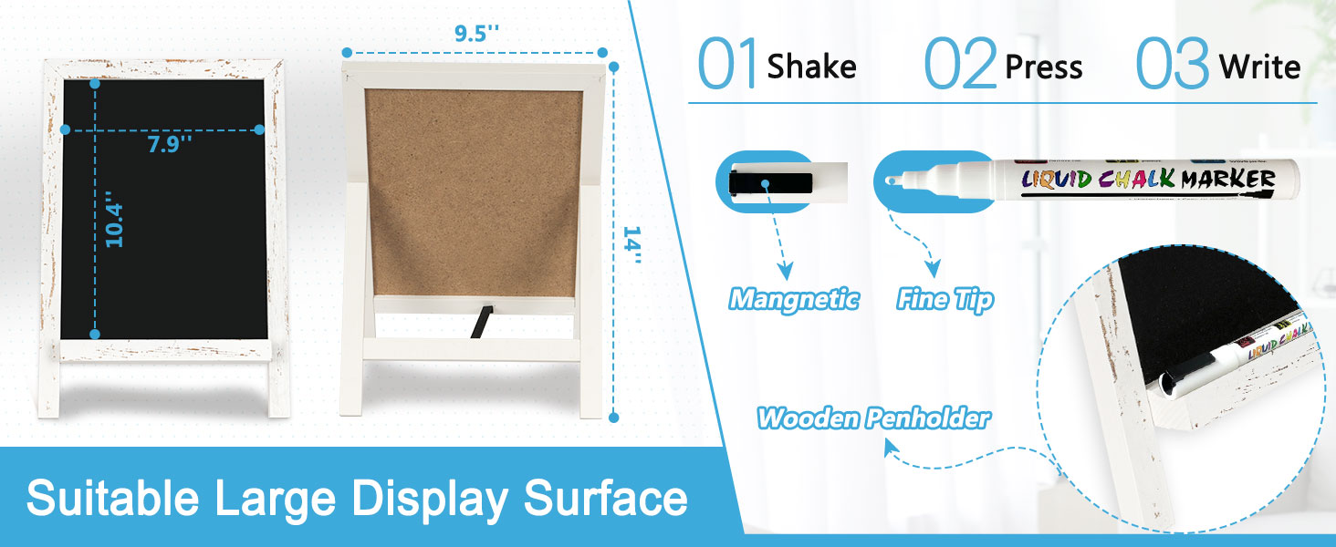 4 THOUGHT Tabletop Small Chalkboard Signs for Food, 9.5" x 14" Wooden Mini