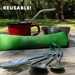 camping utensils travel with case mess kit utensil set for person silverware reusable lunch adult