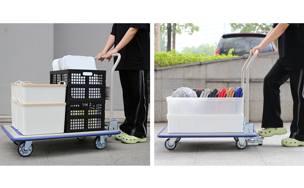 Uholan Folding Steel Platform Truck with Brake Design Push