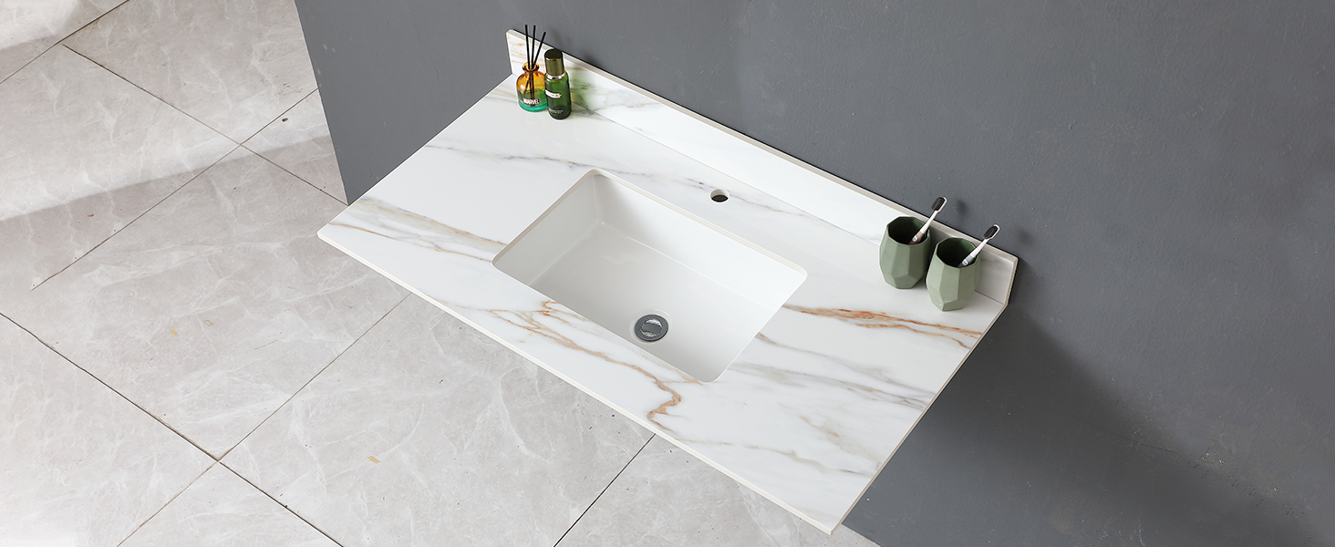 Leavader 31 x 22 Inch Bathroom Vanity Top, Sintered Stone