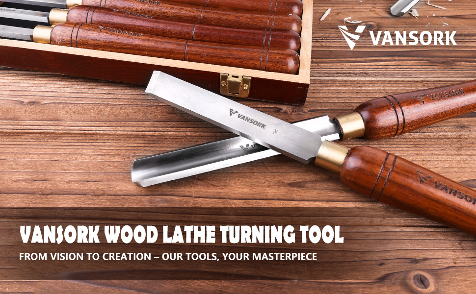 VANSORK 8Pieces HSS Wood Turning Tools for Lathe, Walnut Handle Wood