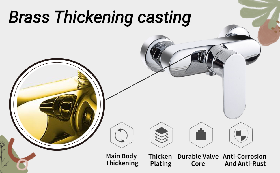 kisimixer Shower Mixer Taps Bar Chrome Wall Mounted Shower Faucet Brass