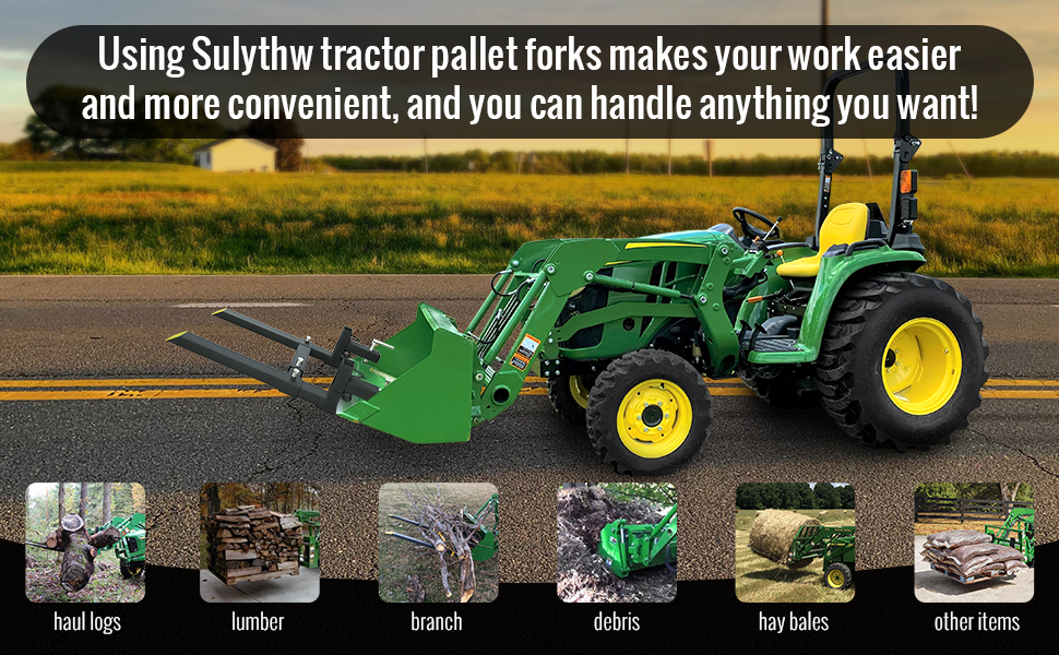 Sulythw 58.86" Clamp on Pallet Forks, 2000lbs Tractor Bucket Forks with Adjustable