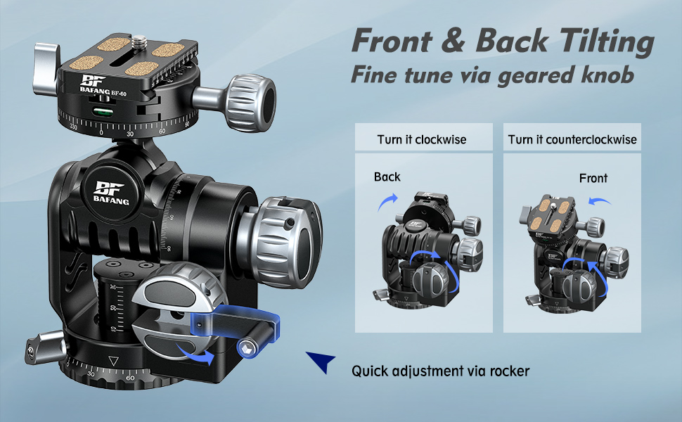 Description Picture 4 of itemVersatile Geared Tripod Heads with Precise Adjustment Knob Photography Accessories with Standard QR Clamp Tripod Head for DSLR