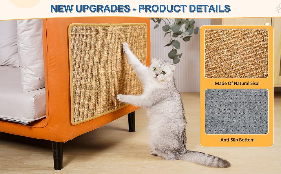 Cat Scratching Mat, Natural Sisal Cat Scratch Mat, Horizontal Cat Floor