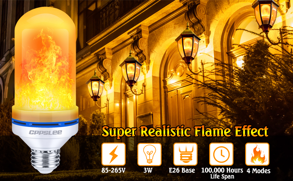CPPSLEE Halloween Decorations LED Flame Light Bulbs, 4