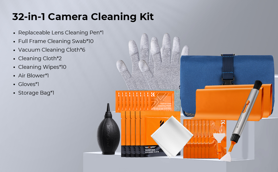 K&F Concept 32 Pack Camera Lens Cleaning Kit for Full